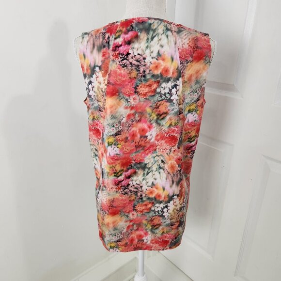 Athleta Top Womens SP Pink Watercolor Zephyr Tank Silky Sleek Side Slits Cooling - Picture 5 of 11